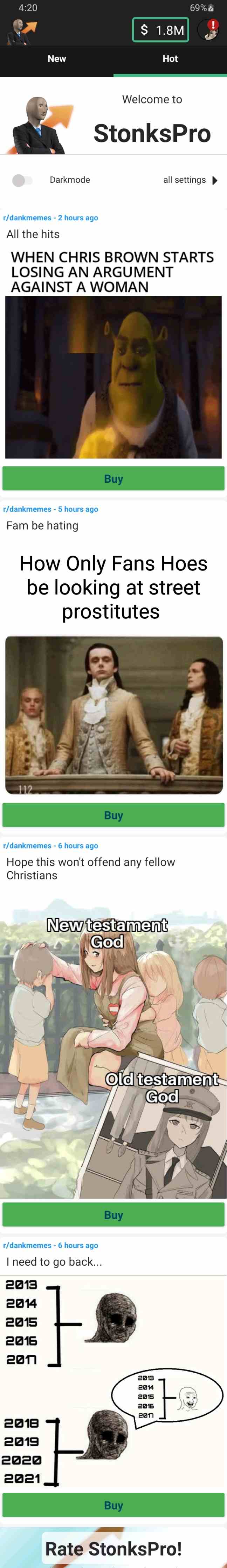 StonksPro App Settings Page Light