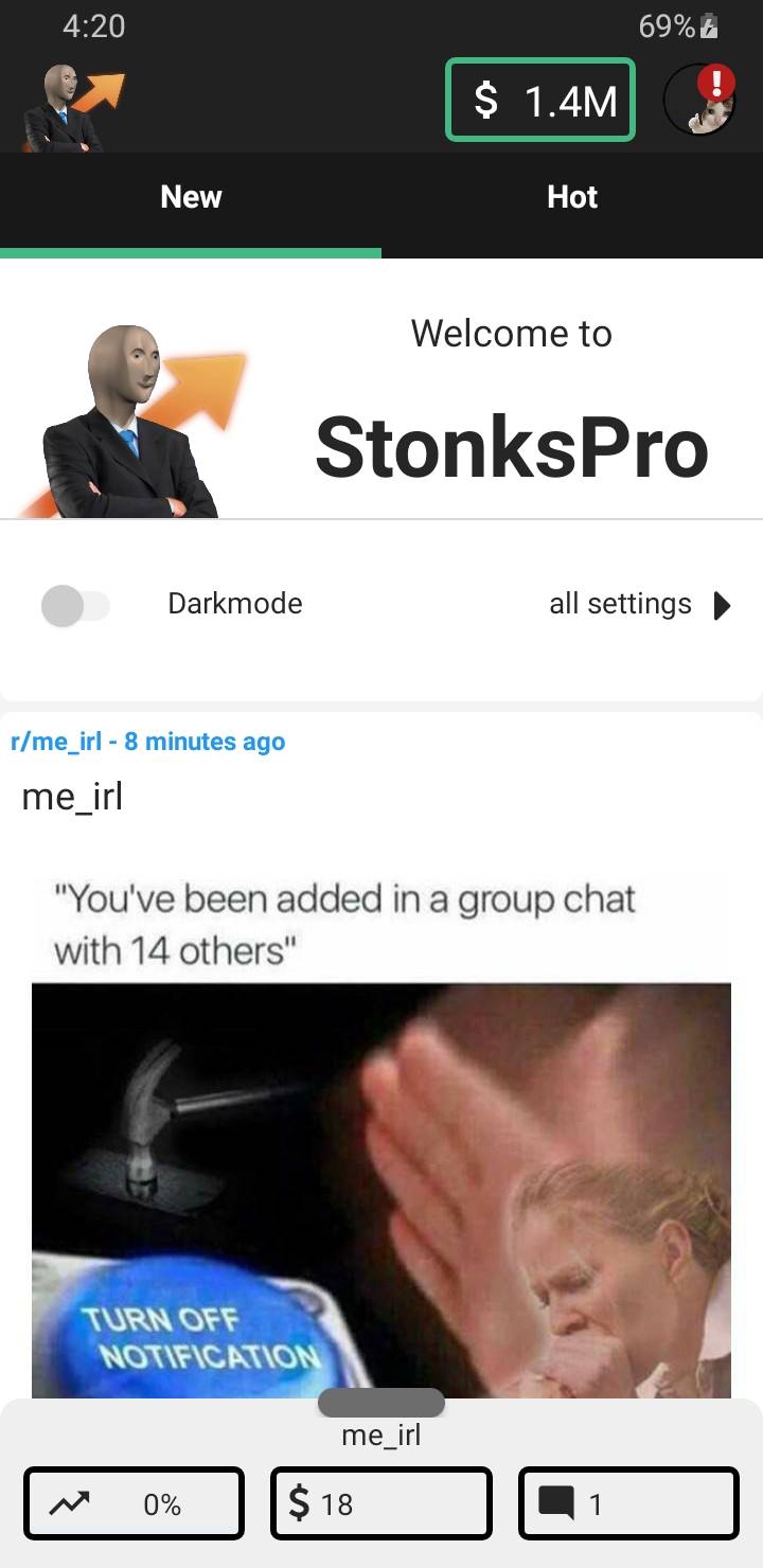 StonksPro App Home Page Light Mode