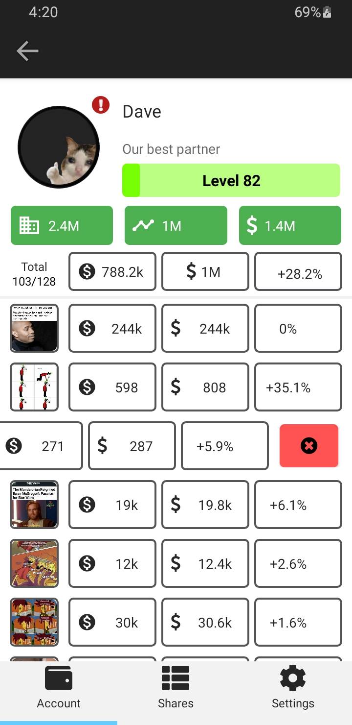 StonksPro App Account Page Light