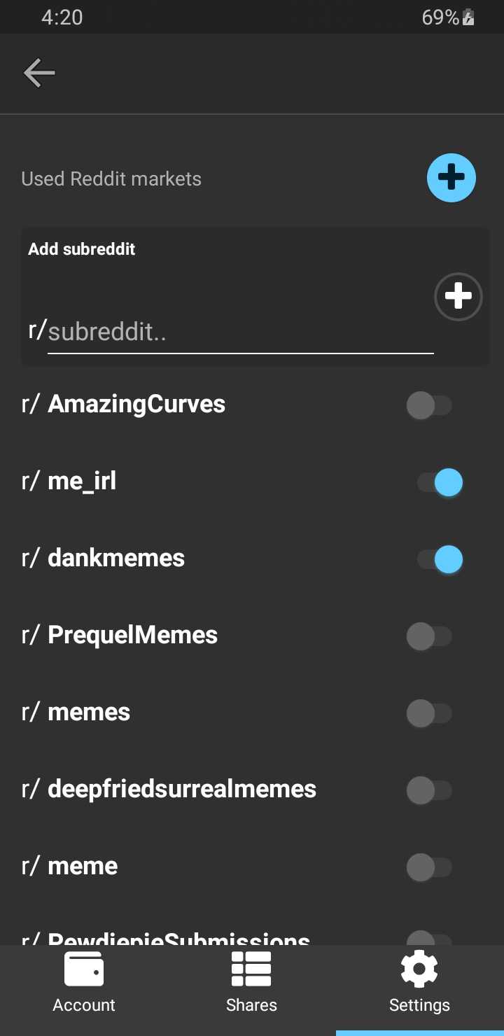 StonksPro App Customize Subreddit Dark